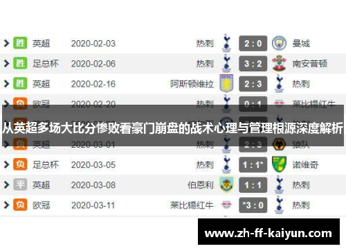 从英超多场大比分惨败看豪门崩盘的战术心理与管理根源深度解析 从英超多场大比分惨败看豪门崩盘的战术心理与管理根源深度解析