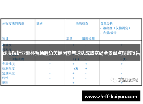 深度解析亚洲杯赛场胜负关键因素与球队成败密码全景盘点观察报告